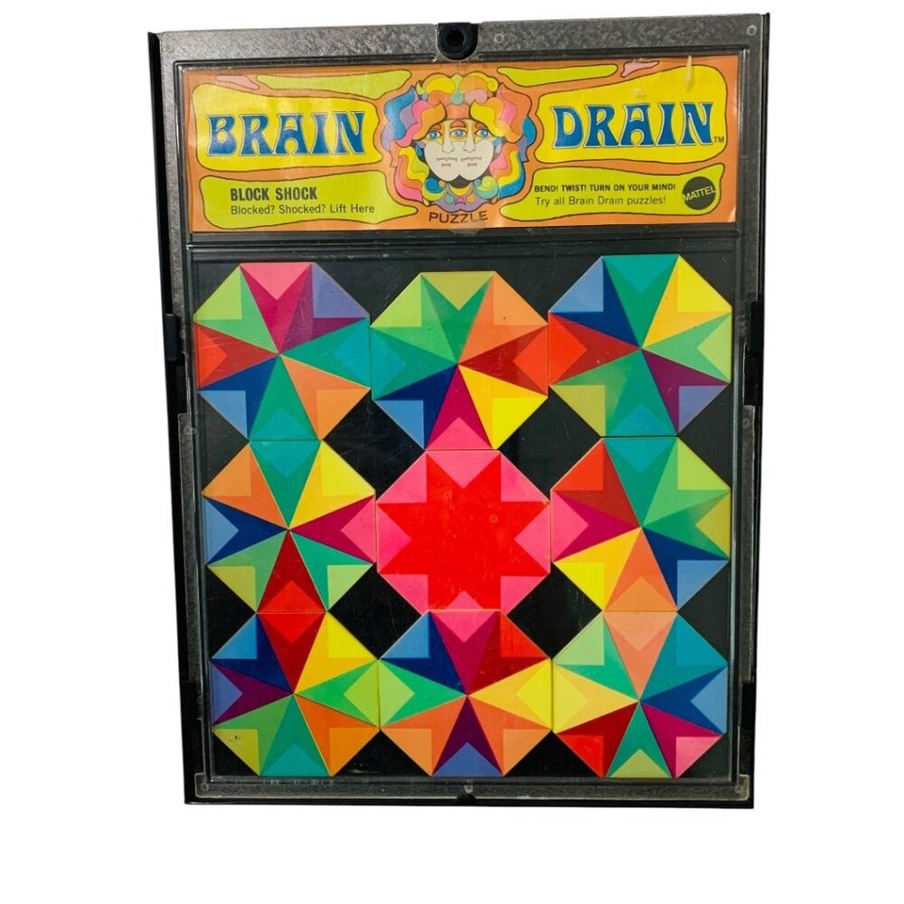 1969 Block Shock Psychadelic BRAIN DRAIN Puzzle by Mattel Vintage Brain Teaser